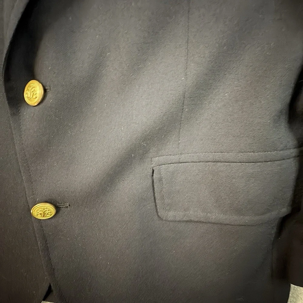 VTG Brooks Brothers Men's 40S (~43S) Navy Brooksease Wool Gold Button Blazer USA